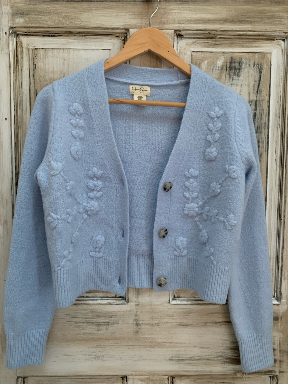 NWT, Jessica Simpson, Pastel Blue Floral Knit Cardigan